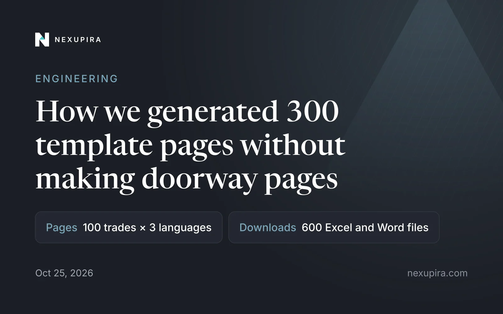 How we generated 300 template pages without making doorway pages